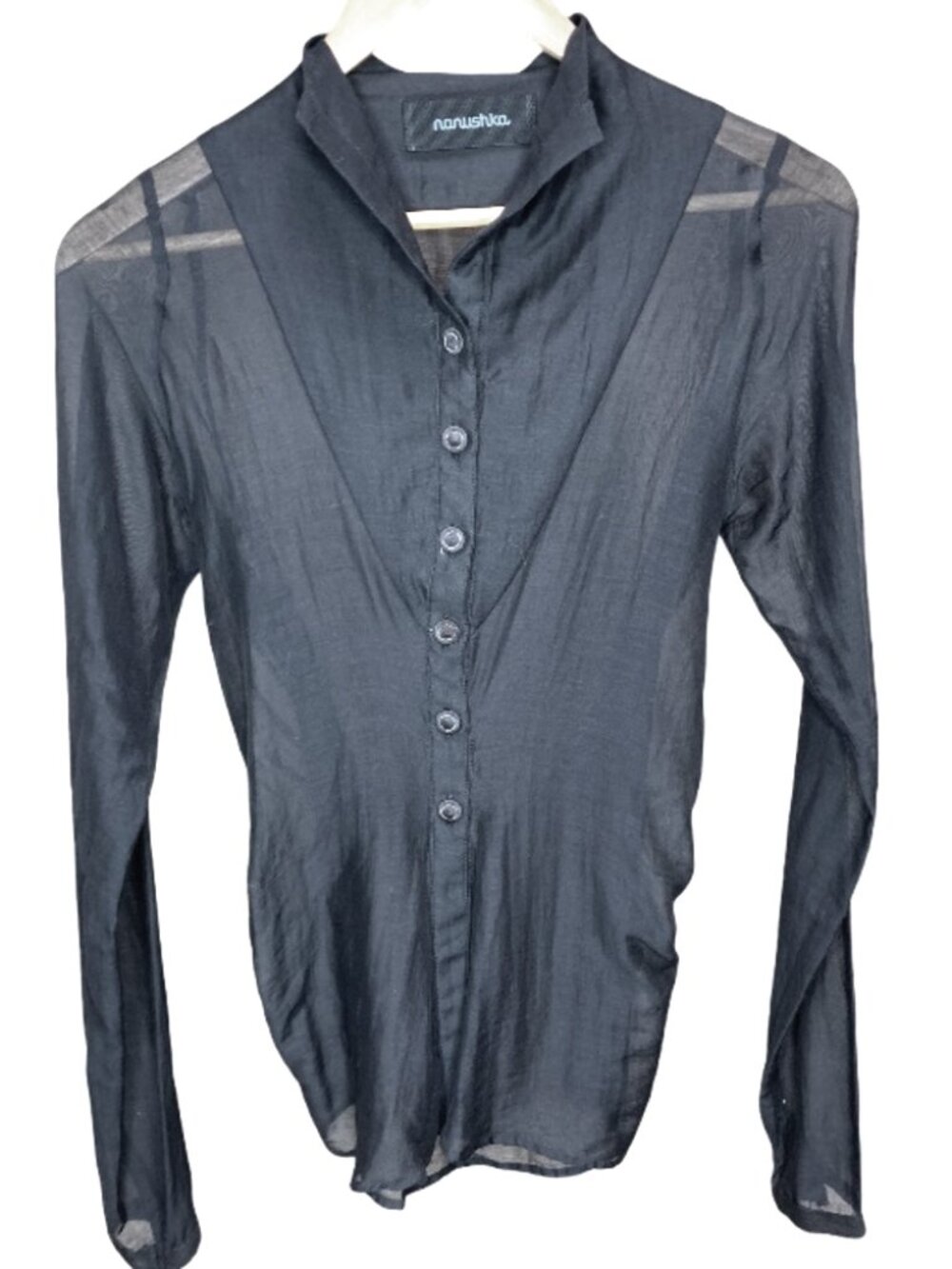 Nanushka Black Silk/Cotton Blend Button Front, M